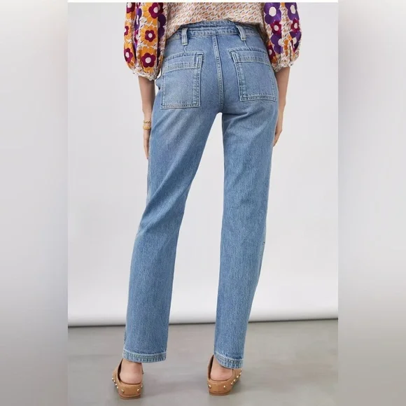 Anthropology Pilcro The Wanderer Relaxed Jeans Blue Denim Boho Straight 27 - Picture 4 of 16